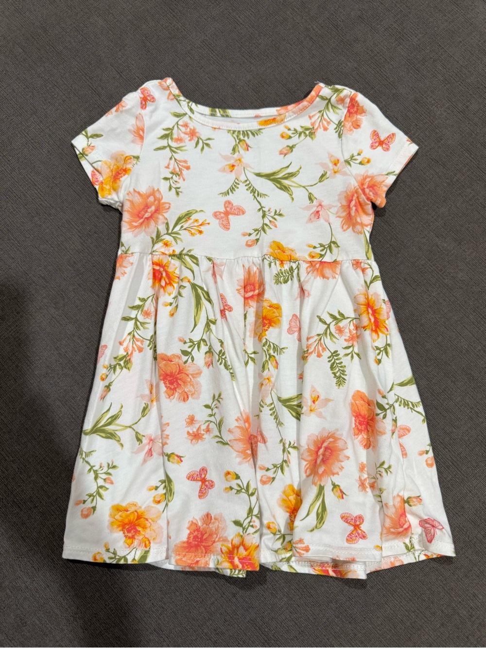 The Children's Place White Floral & Butterfly Short Sleeve Dress